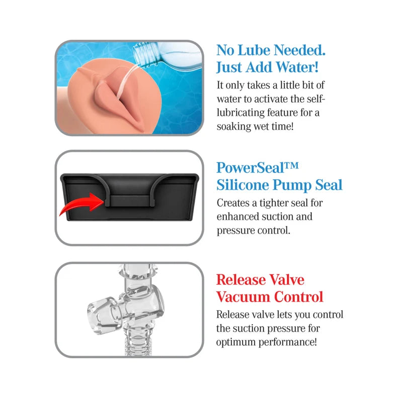 PDX Extreme Wet Pussies Pump System Deep Suck Self Lubricating Stroker