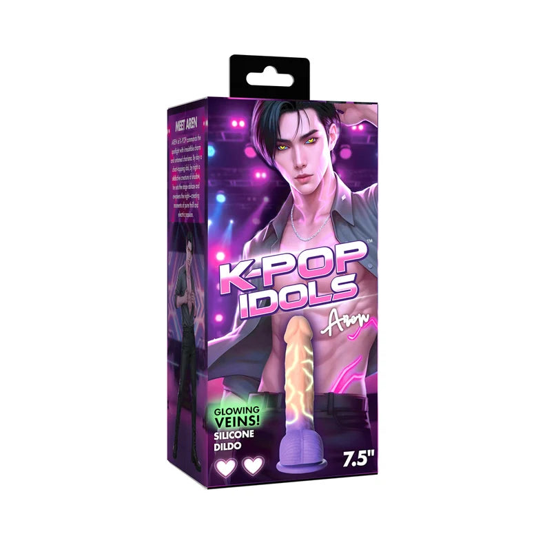 K Pop Aren Glow Silicone Dildo with Balls 7.5in