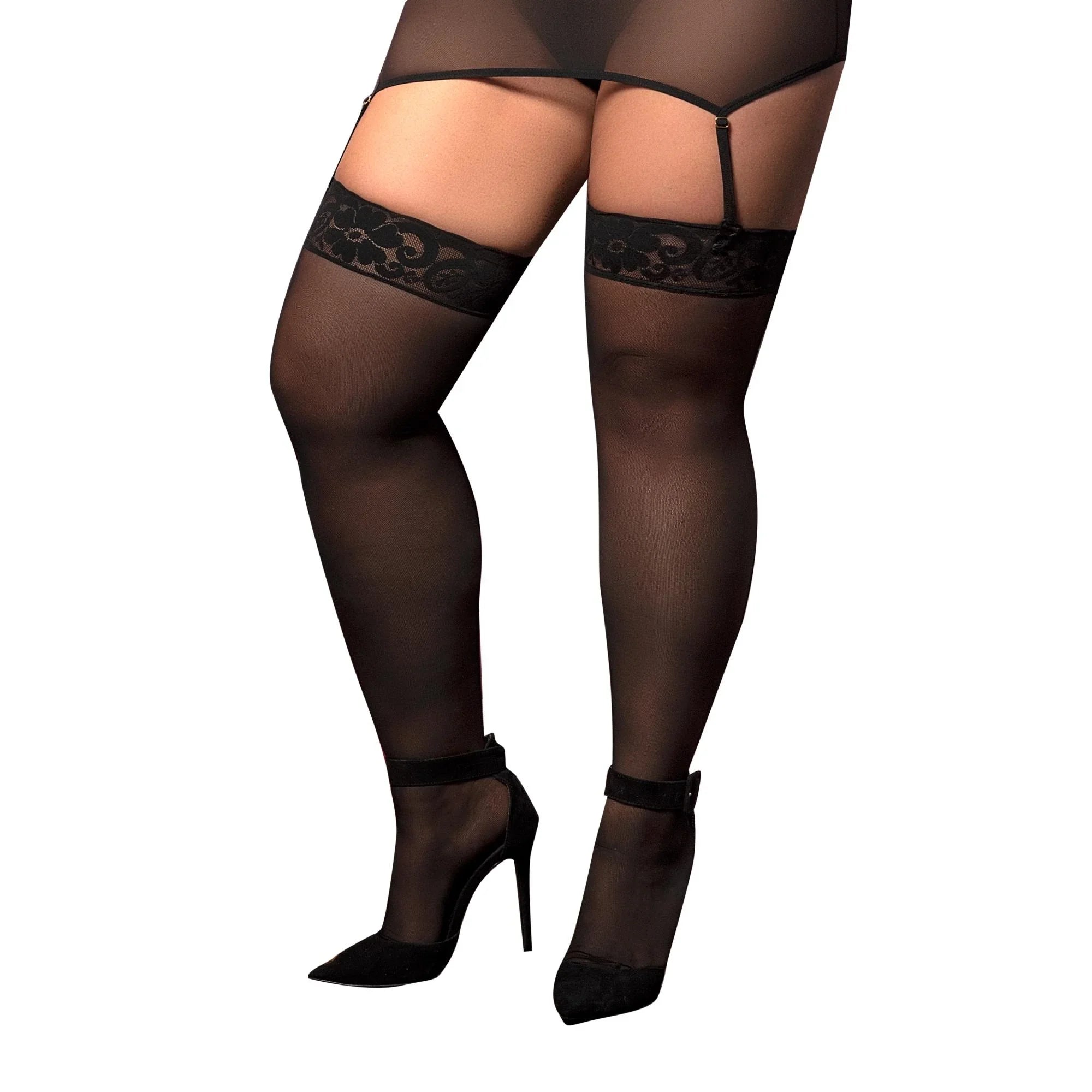 Mapale Lingerie 2025 Volume II – Over Size Mesh Thigh Highs with Lace Top