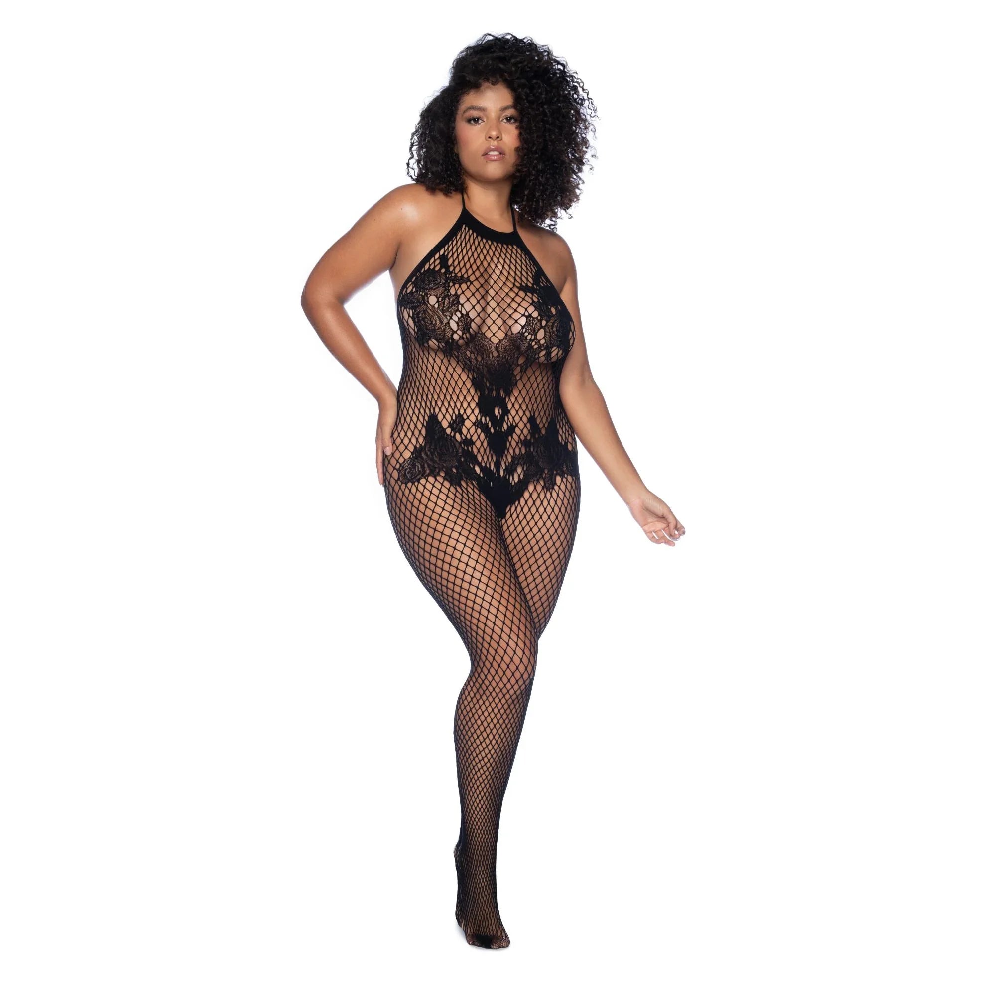 Mapale Lingerie 2025 Volume II Plus Size Halter Crotchless Floral Bodystocking Bodysuit