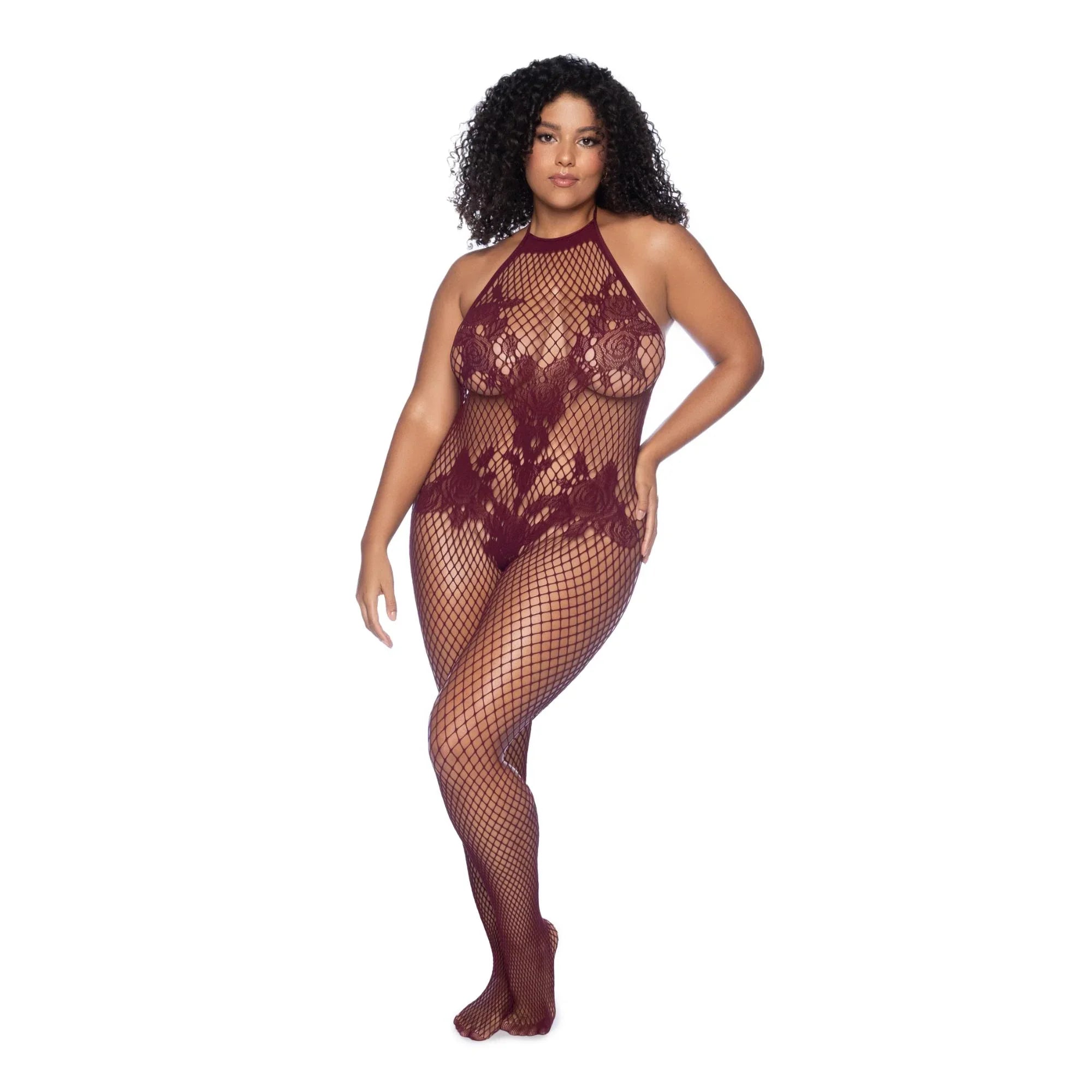 Mapale Lingerie 2025 Volume II Plus Size Halter Crotchless Floral Bodystocking Bodysuit