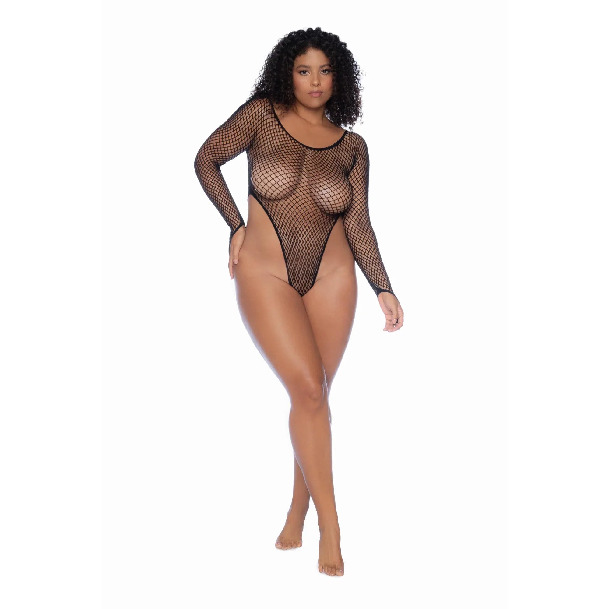 Mapale Lingerie 2025 Volume II – Plus Size Long Sleeve High-Cut Fishnet Bodysuit