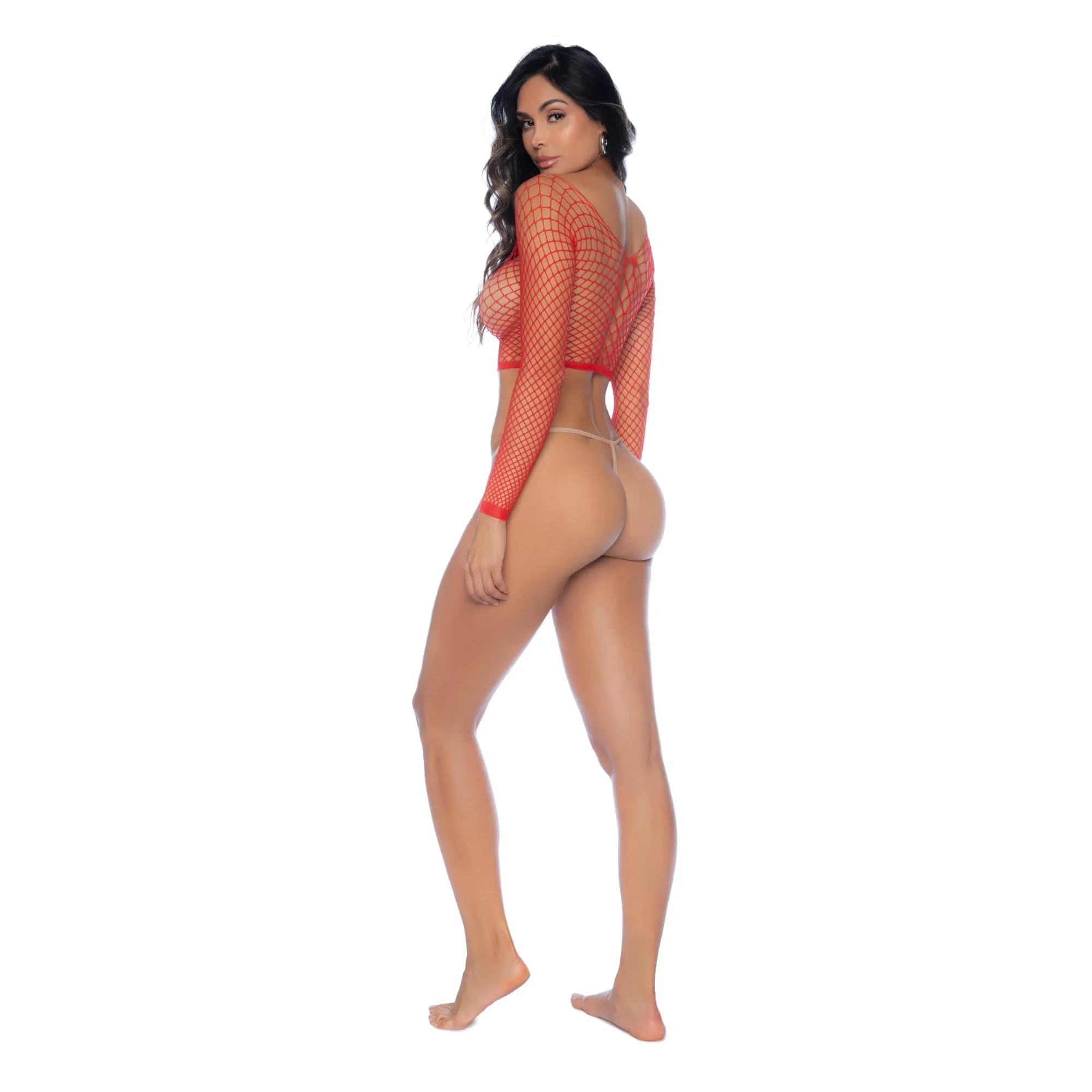 Mapale 2-in-1 Fence Net Lingerie Top or Stockings – Sheer Mesh Long Sleeve