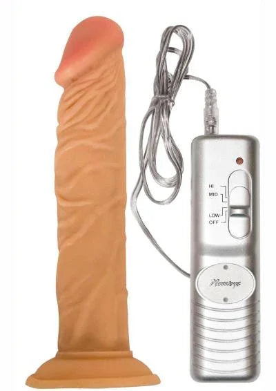 Real Skin All American Whoppers Vibrating Dildo with Wired Remote Control 7in