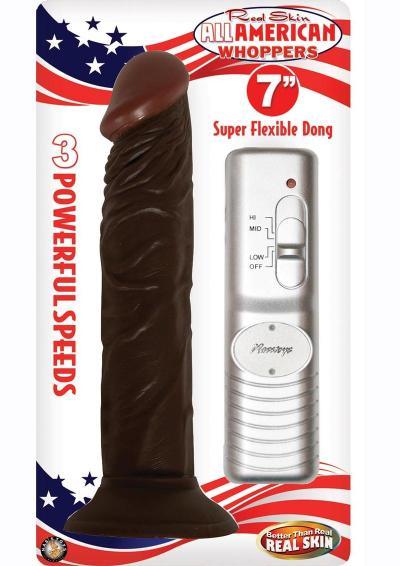 Real Skin All American Whoppers Vibrating Dildo with Wired Remote Control 7in