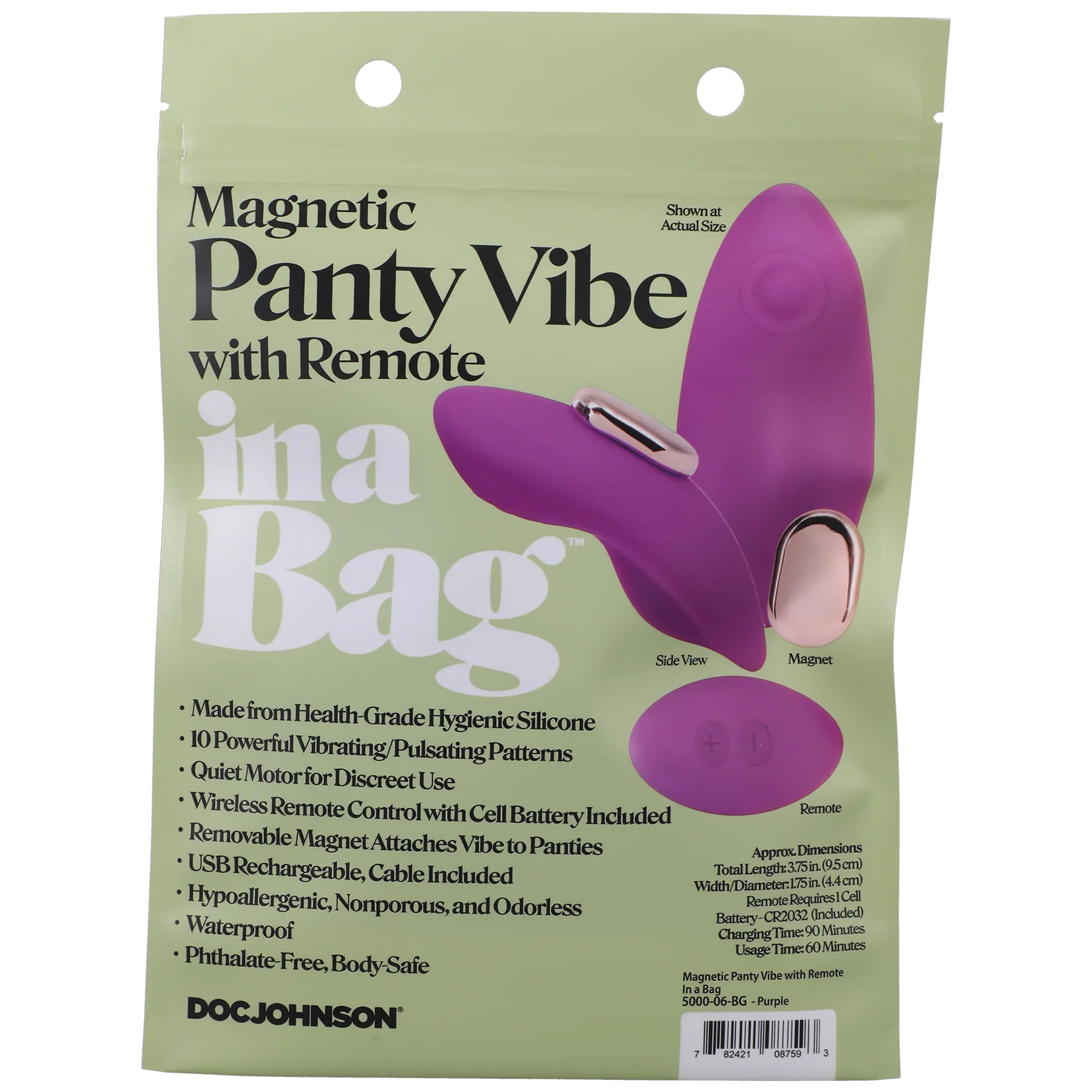 In a Bag Silicone Rechargeable Magnetic Panty Vibe with Remote Control