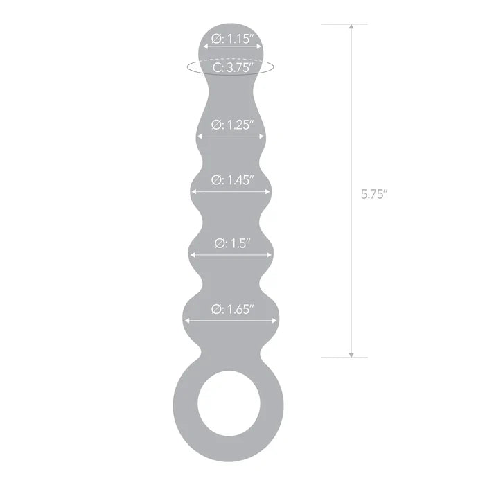 Glas Quintessence – Beaded Glass Anal Slider with Ring Handle