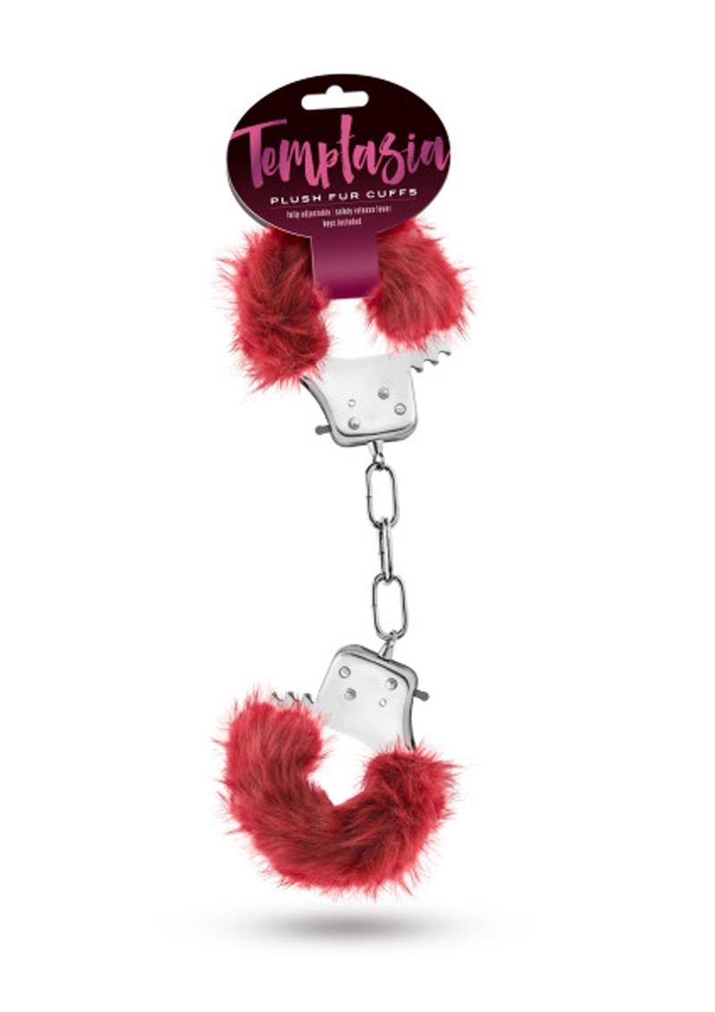 Temptasia Plush Fur Cuffs – Adjustable Faux Fur Wrist Restraints with Lock & Keys