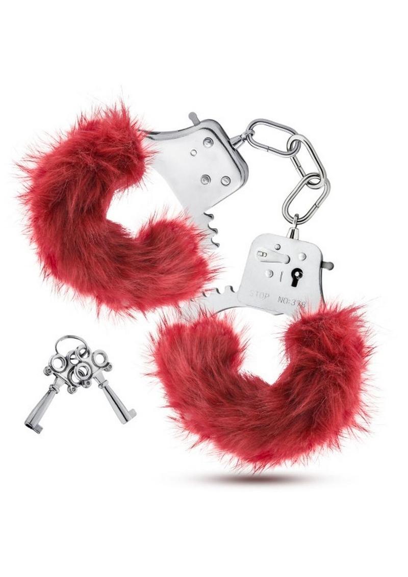 Temptasia Plush Fur Cuffs – Adjustable Faux Fur Wrist Restraints with Lock & Keys