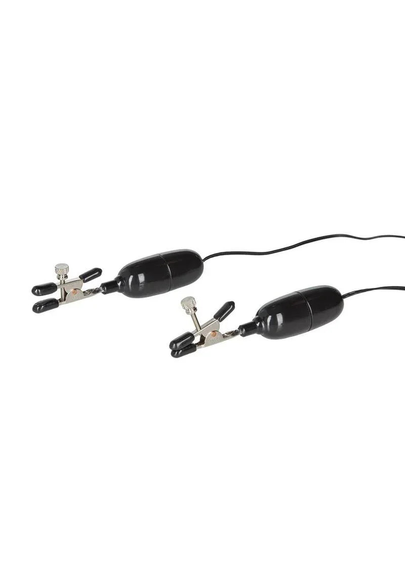 CalExotics Nipple Play Vibrating Nipple Clamps – Wired Remote Control