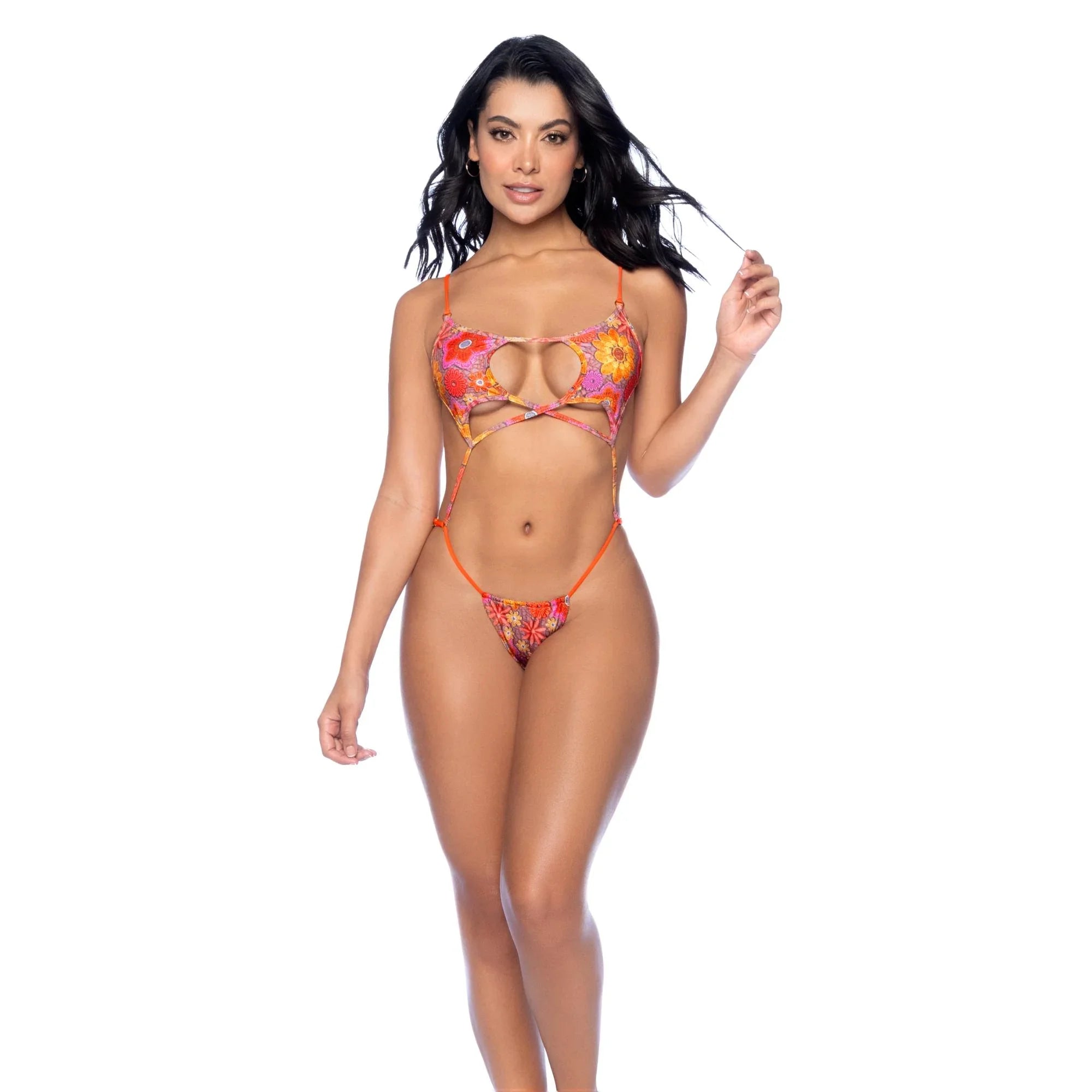 Mapalé Resort 2025 Blushing Bloom Strappy Crochet Bikini – Two-Piece Set with Crisscross Illusion and Thong Back