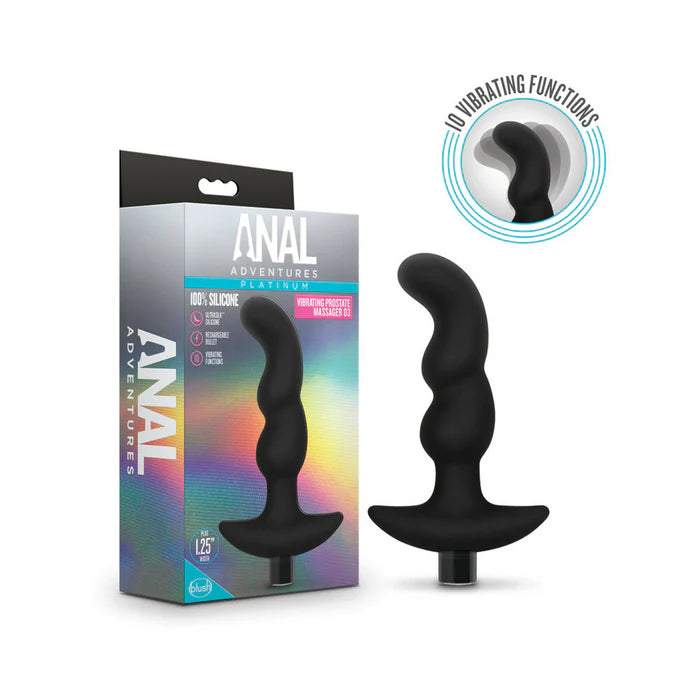 Anal Adventures – Platinum Silicone Rechargeable Vibrating Prostate Massager 03