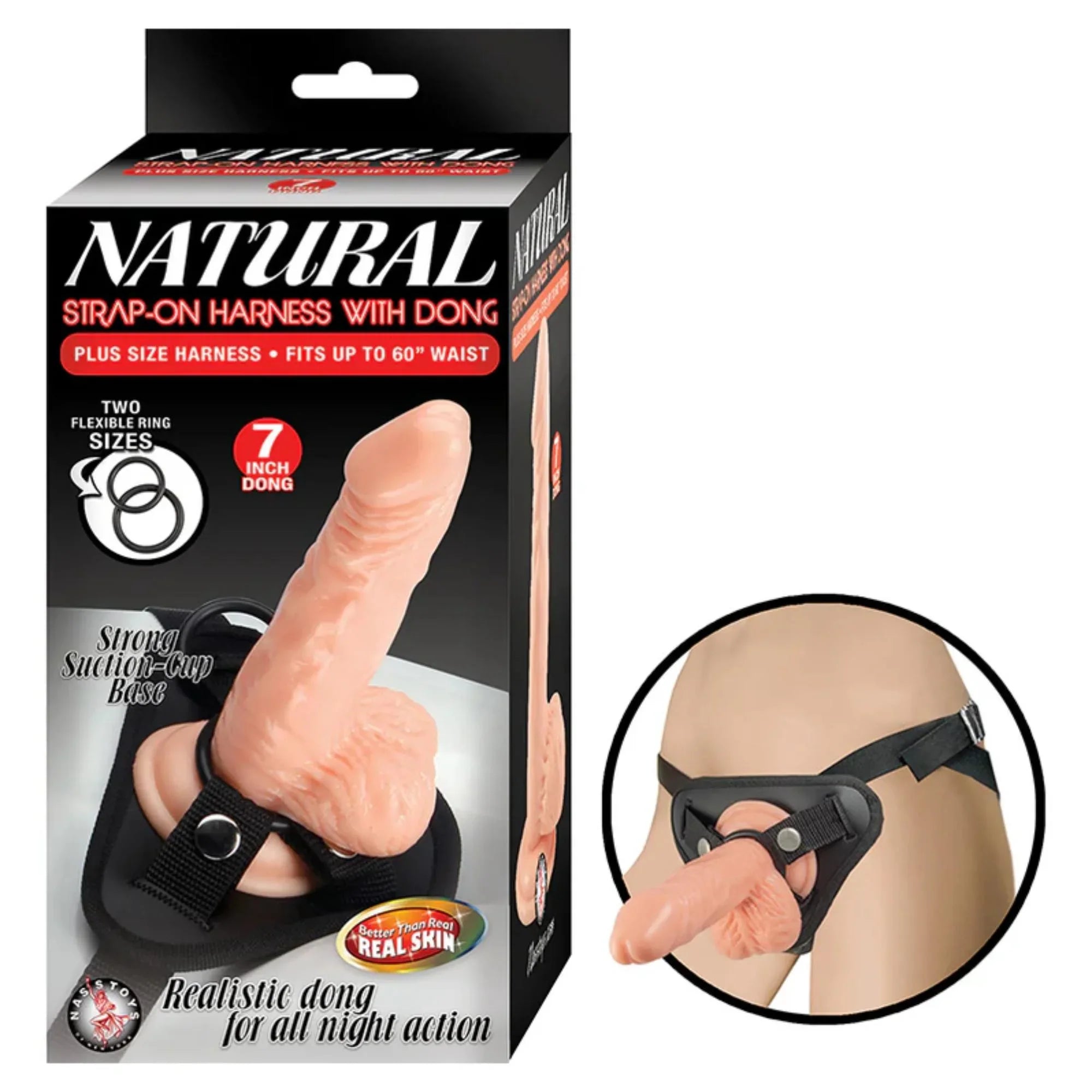 Natural Strap-On Harness with Dong 7in