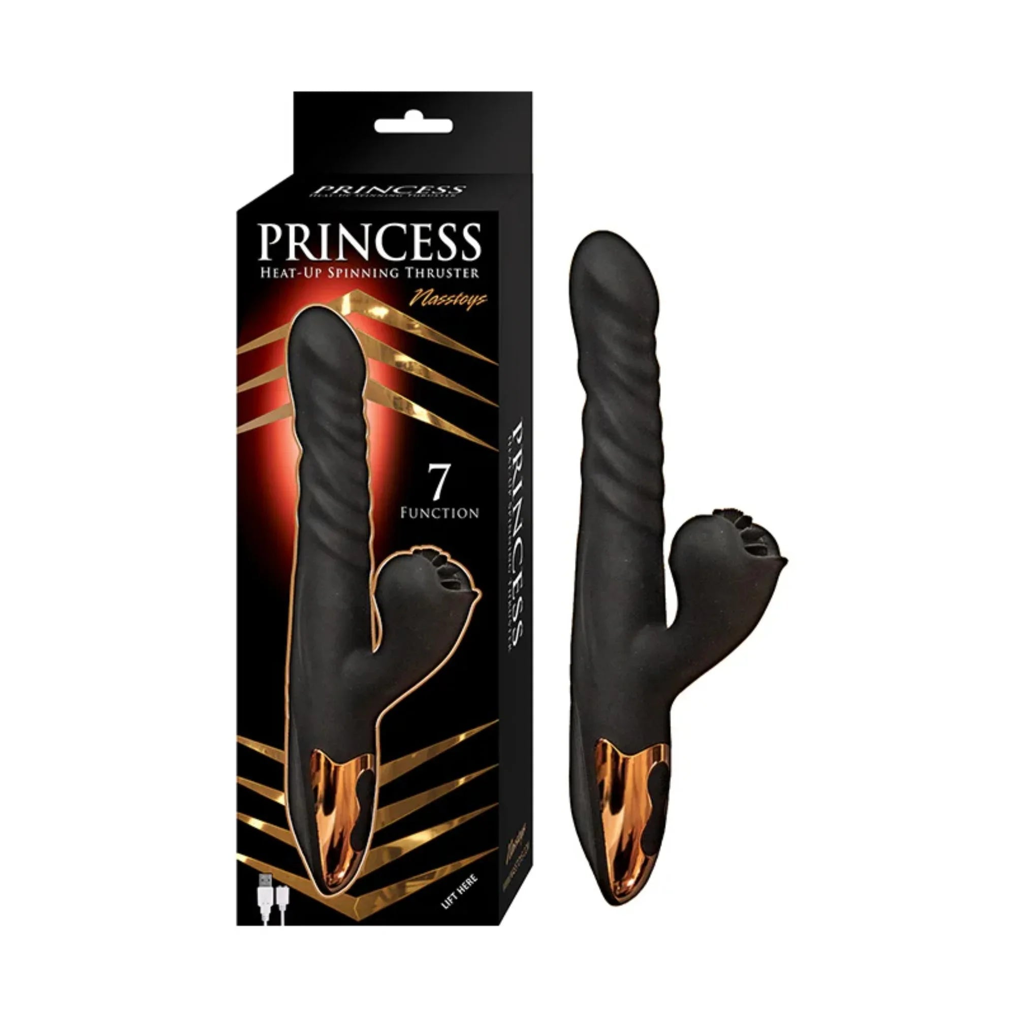 Princess Silicone Rechargeable Heat-Up Spinning Thrusting Rabbit Vibrator