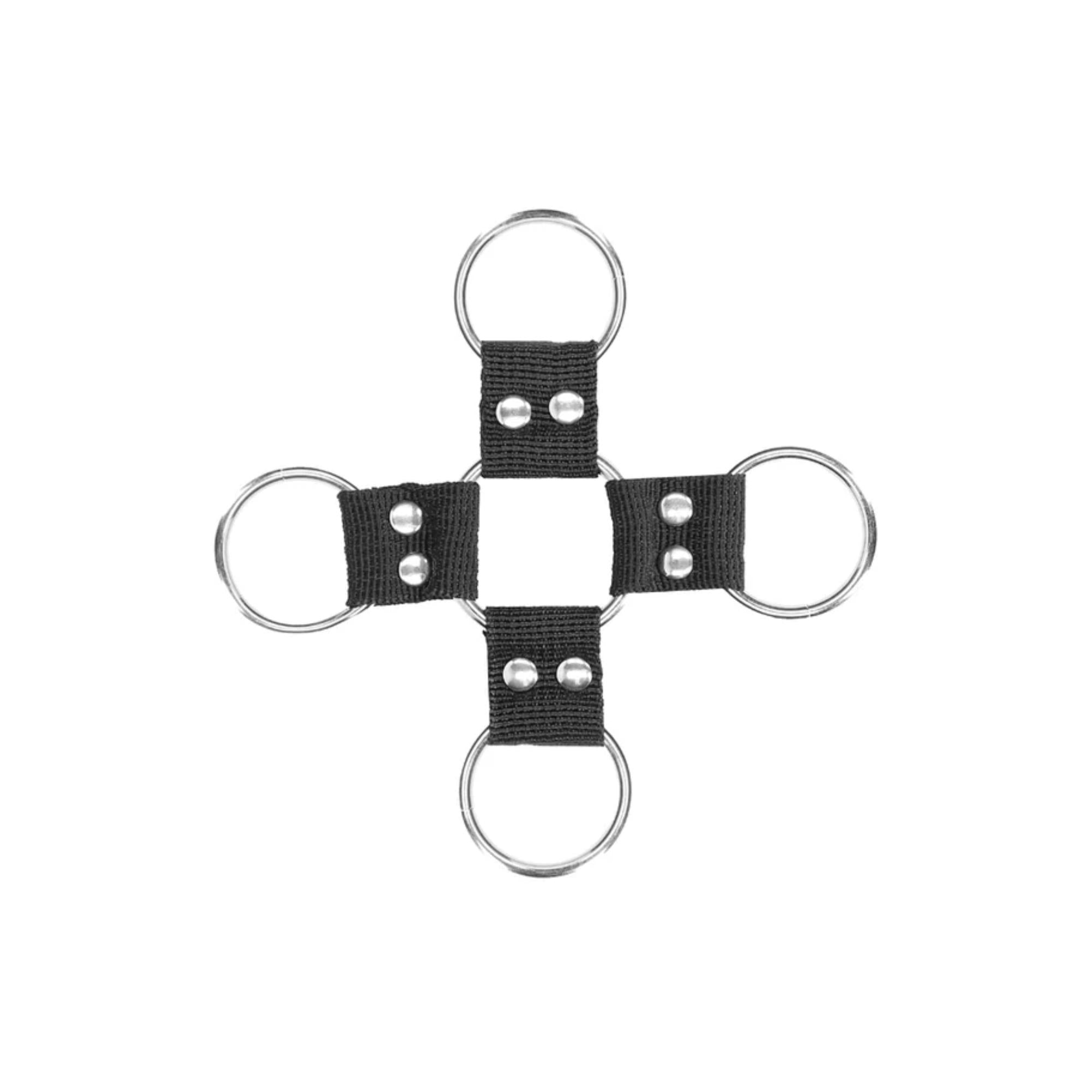 Ouch! Black & White Velcro Hogtie With Hand & Ankle Cuffs