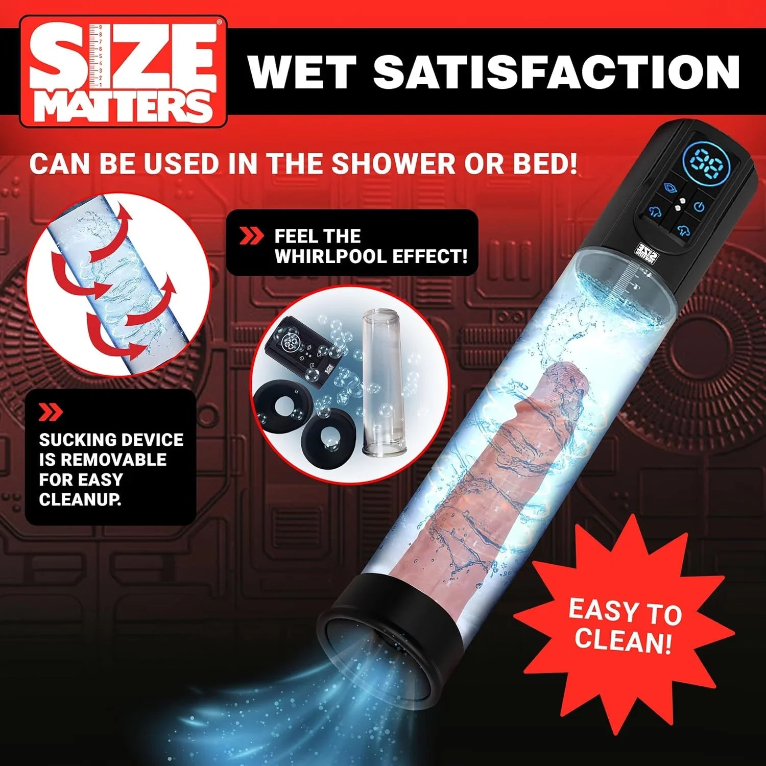 Size Matters Sucking Rechargeable Silicone Penis Pump