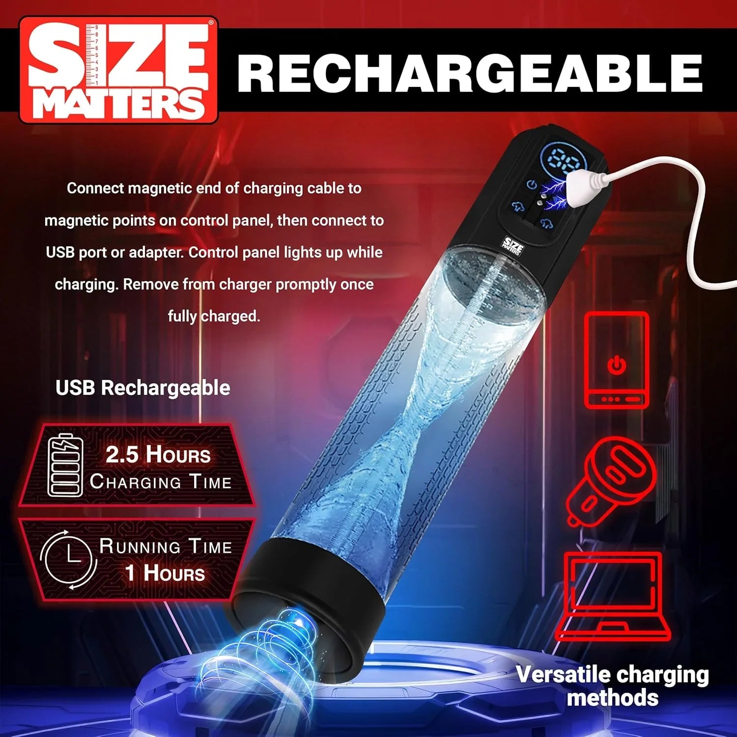 Size Matters Sucking Rechargeable Silicone Penis Pump