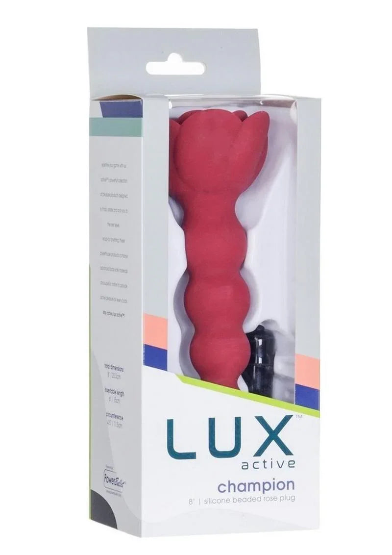 Lux Active Champion Rose Rechargeable Silicone Beaded Anal Probe with Bonus Bullet