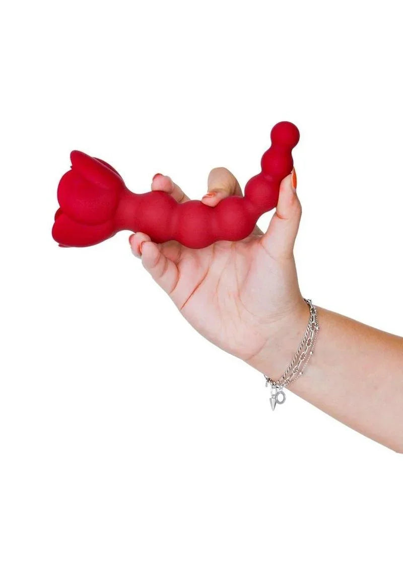 Lux Active Champion Rose Rechargeable Silicone Beaded Anal Probe with Bonus Bullet