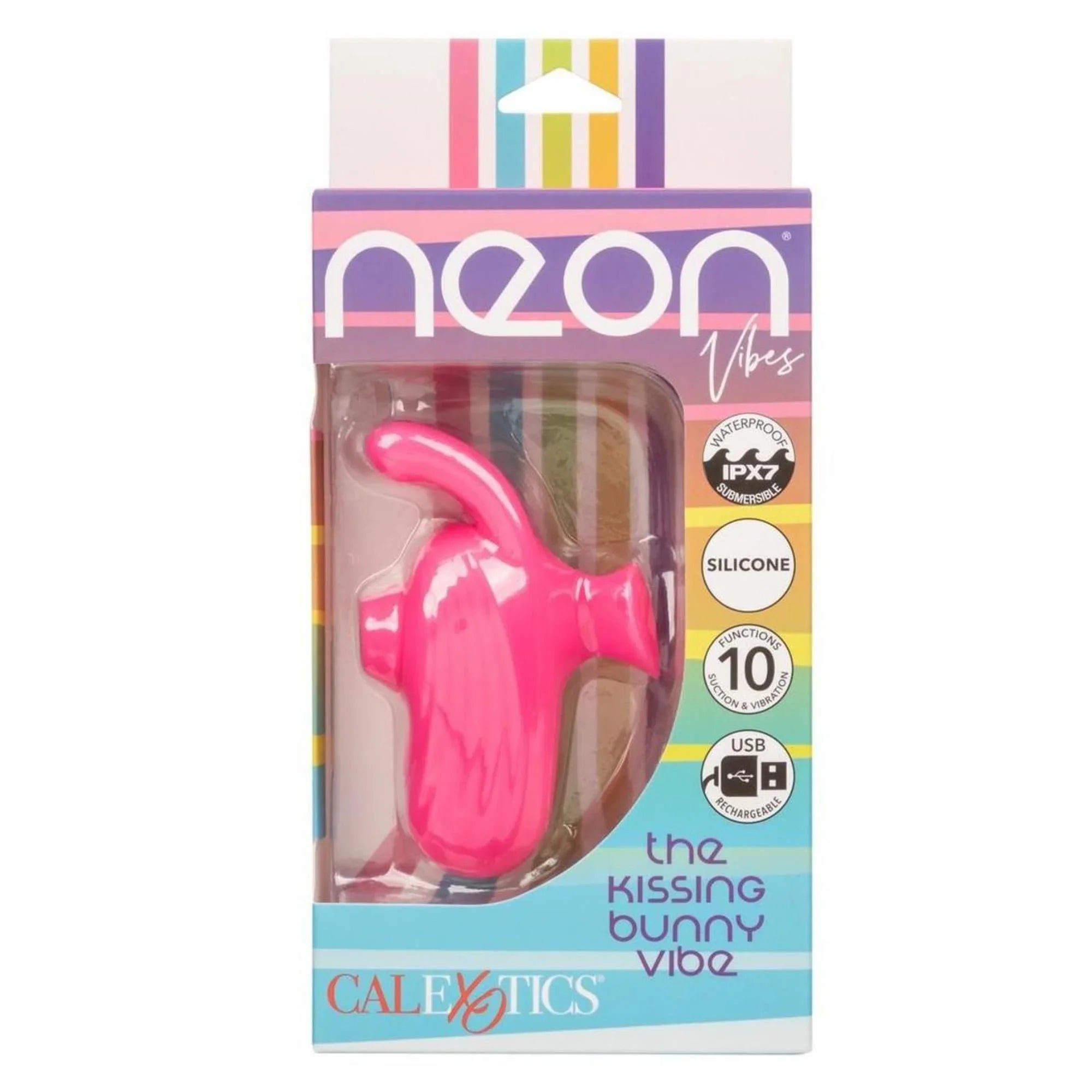 CalExotics Neon Vibes Kissing Bunny Rechargeable Silicone Vibrator