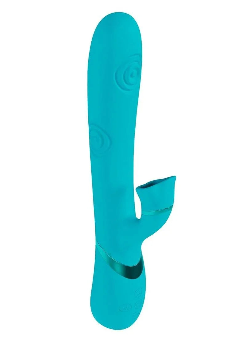 Vive Fiore Silicone Rechargeable Triple Motor G-Spot Air Wave VIbrating and Tapping Flared Clit Stimulator