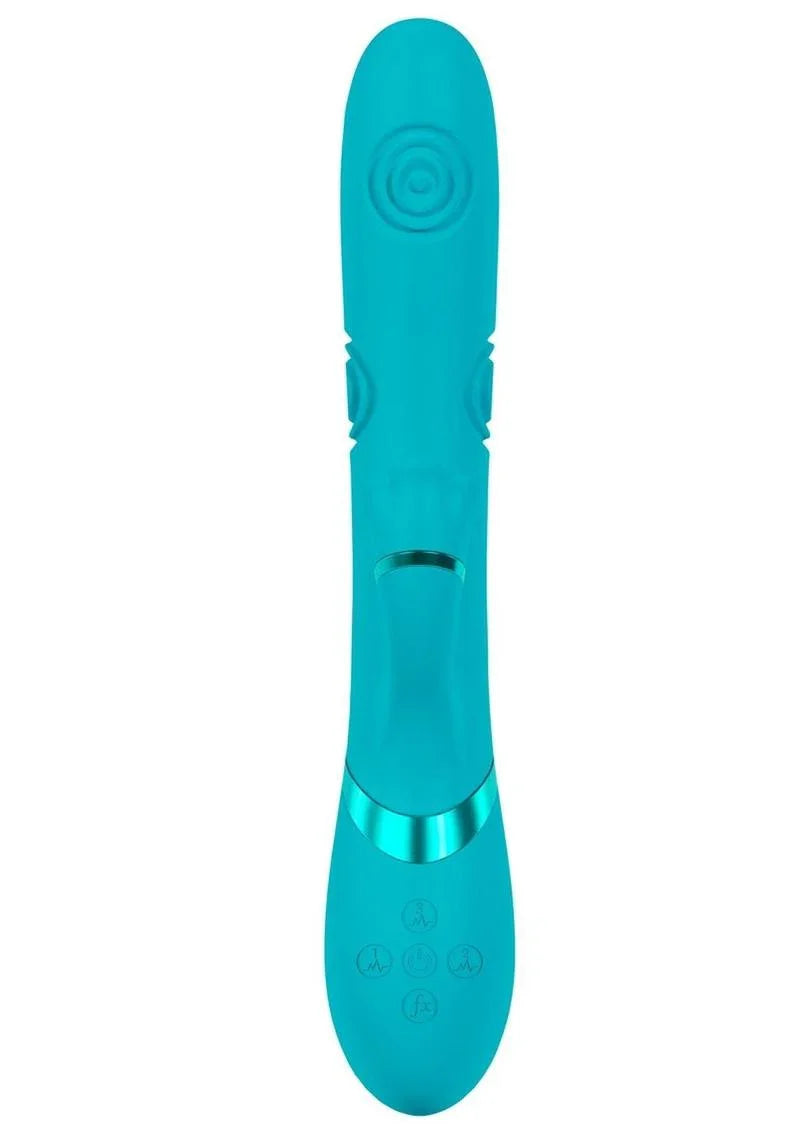Vive Fiore Silicone Rechargeable Triple Motor G-Spot Air Wave VIbrating and Tapping Flared Clit Stimulator