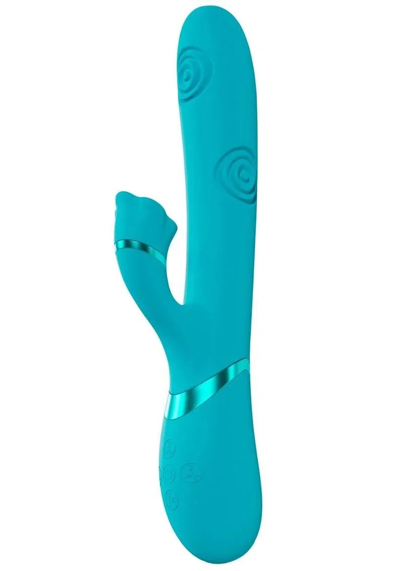 Vive Fiore Silicone Rechargeable Triple Motor G-Spot Air Wave VIbrating and Tapping Flared Clit Stimulator