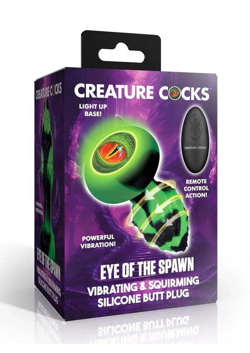 Creature Cocks Eye of the Spawn Rechargeable Silicone Vibrating & Squirming Butt Plug with Remote