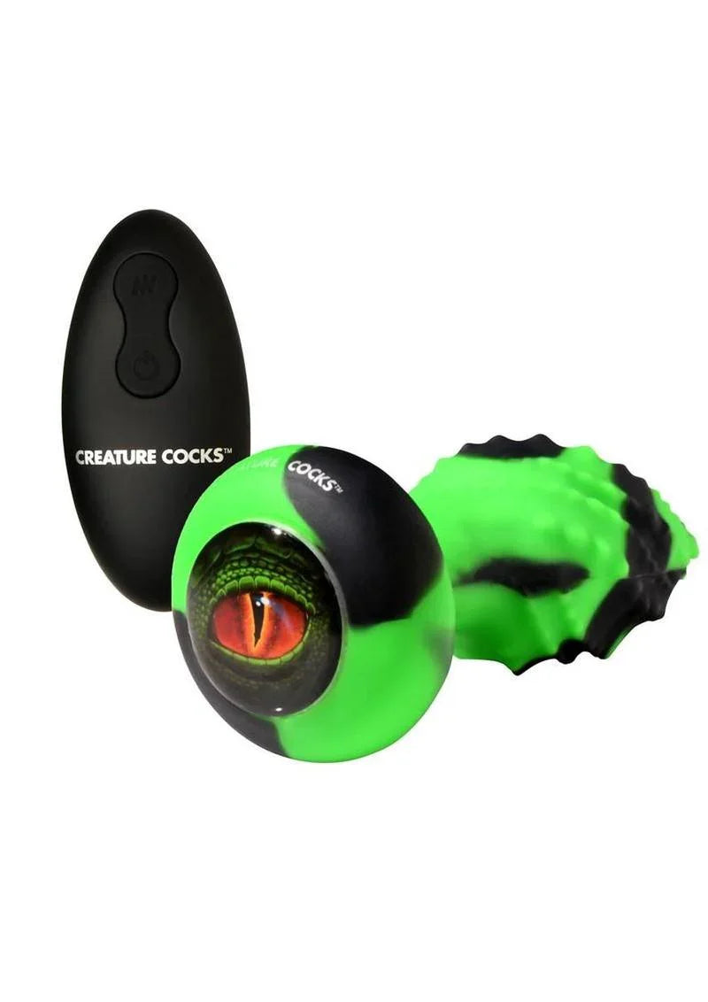 Creature Cocks Eye of the Spawn Rechargeable Silicone Vibrating & Squirming Butt Plug with Remote