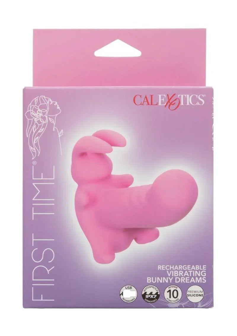 First Time Rechargeable Vibrating Bunny Dreams Rechargeable Silicone Vibrator with Clitoral Stimulator