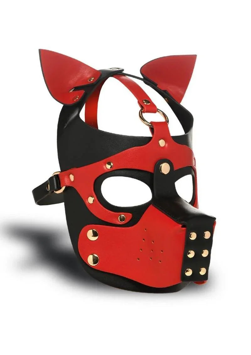Master Series Vegan Leather Hound Hood with Removable Muzzle
