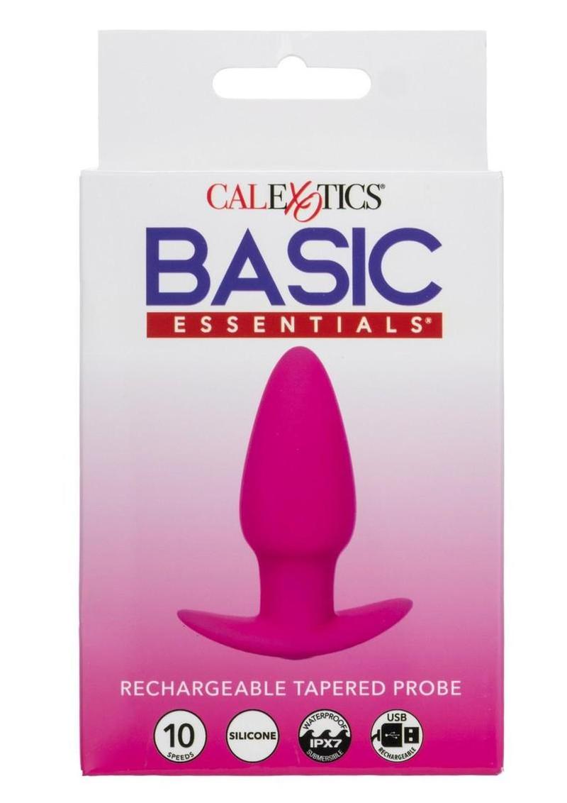 Basic Essentials Rechargeable Silicone Tapered Probe – Waterproof Vibrating Probe
