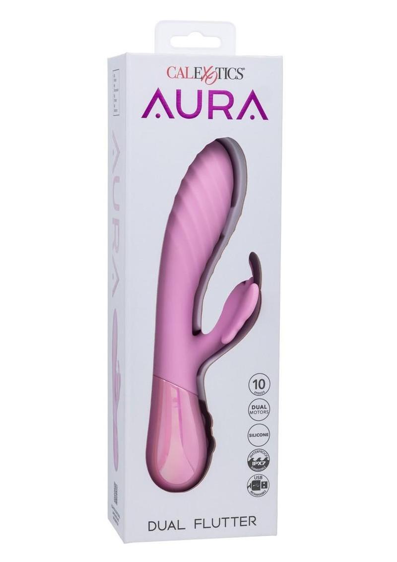 Aura Dual Flutter Rabbit Vibrator – Rechargeable Silicone Dual Massager