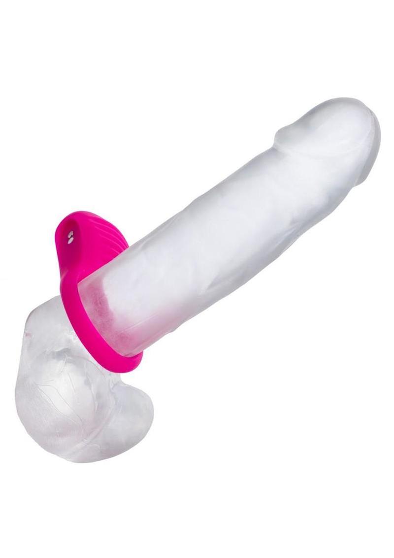 Basic Essentials Rechargeable Ridge Rider Silicone Cock Ring – Textured Vibrating Ring