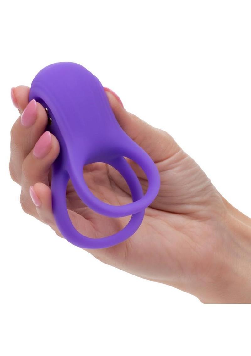 Basic Essentials Rechargeable Silicone Dual Support Cock Ring – Vibrating Dual Ring