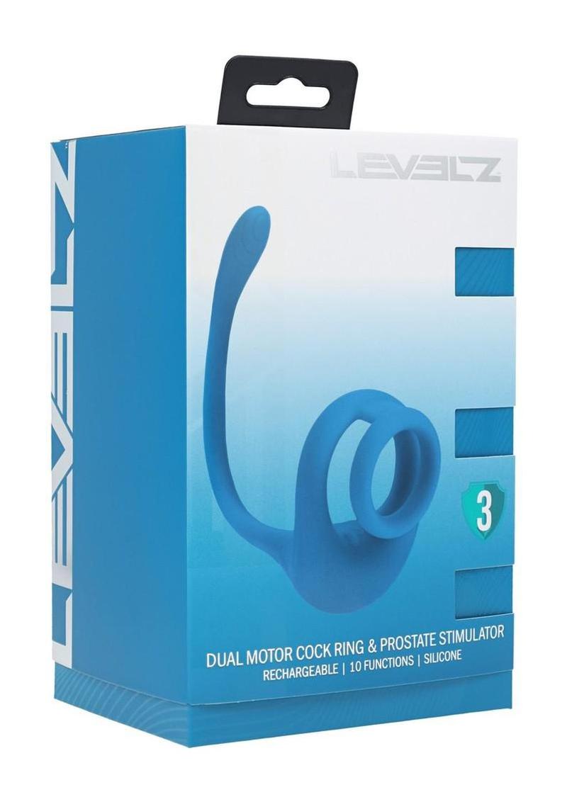 Levelz Dual Motor Rechargeable Silicone Cock Ring with Prostate Stimulator