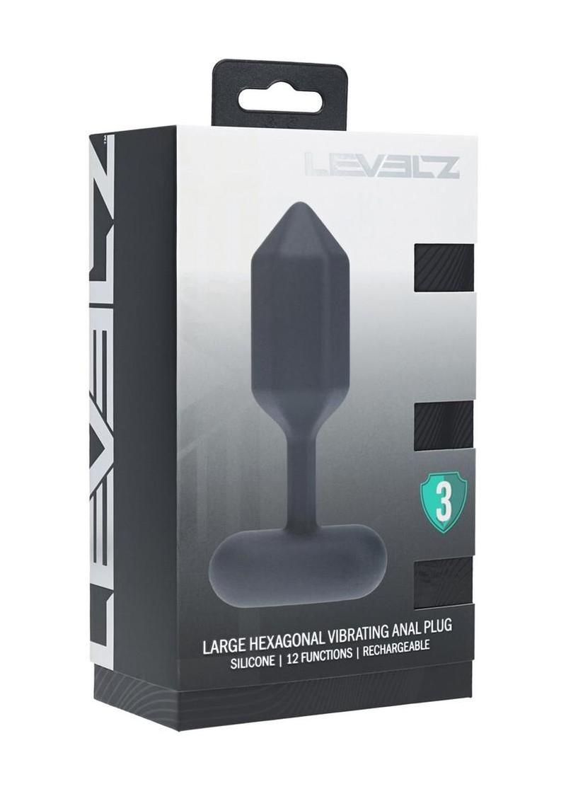 Levelz Hexagonal Vibrating Silicone Rechargeable Anal Plug - Large