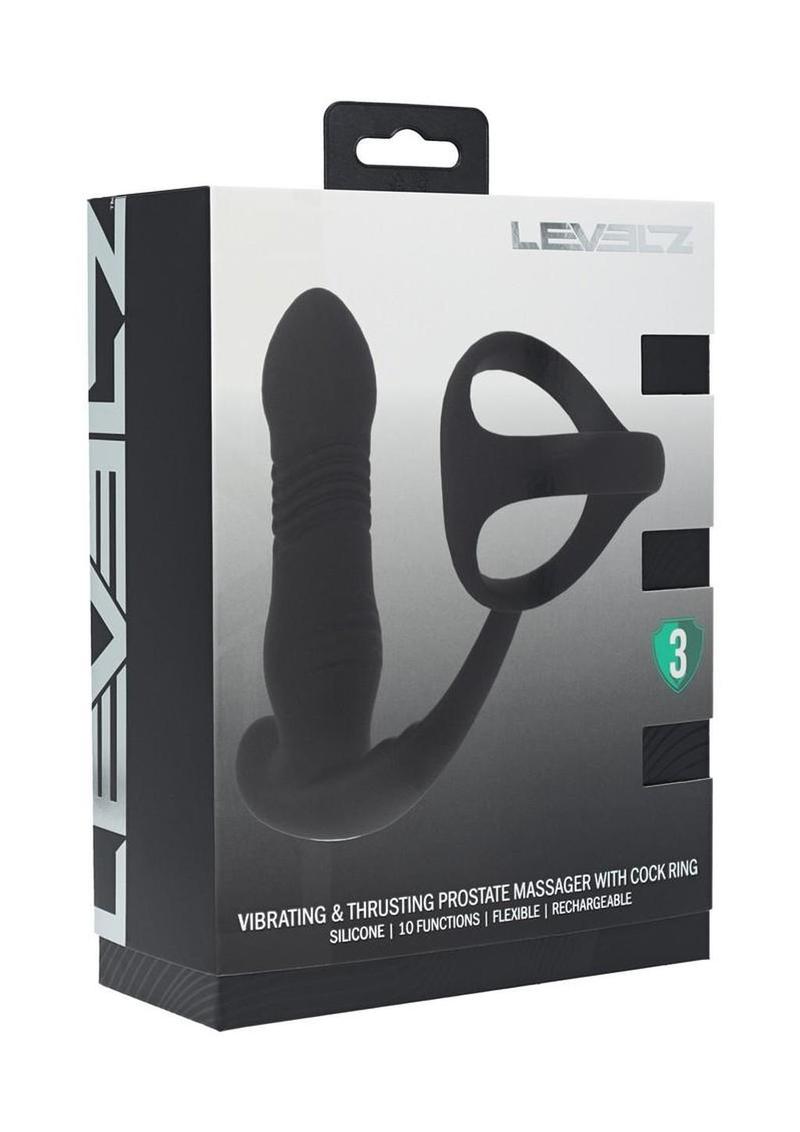 Levelz Vibrating & Thrusting Silicone Rechargeable Prostate Massager with Tri-O Cock Ring