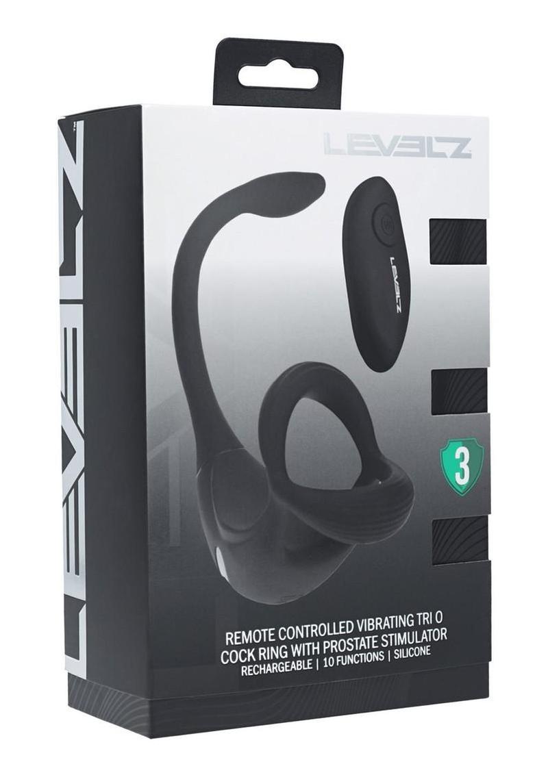 Levelz Vibrating Silicone Rechargeable Tri-O Cock Ring with Prostate Stimulator and Remote Control