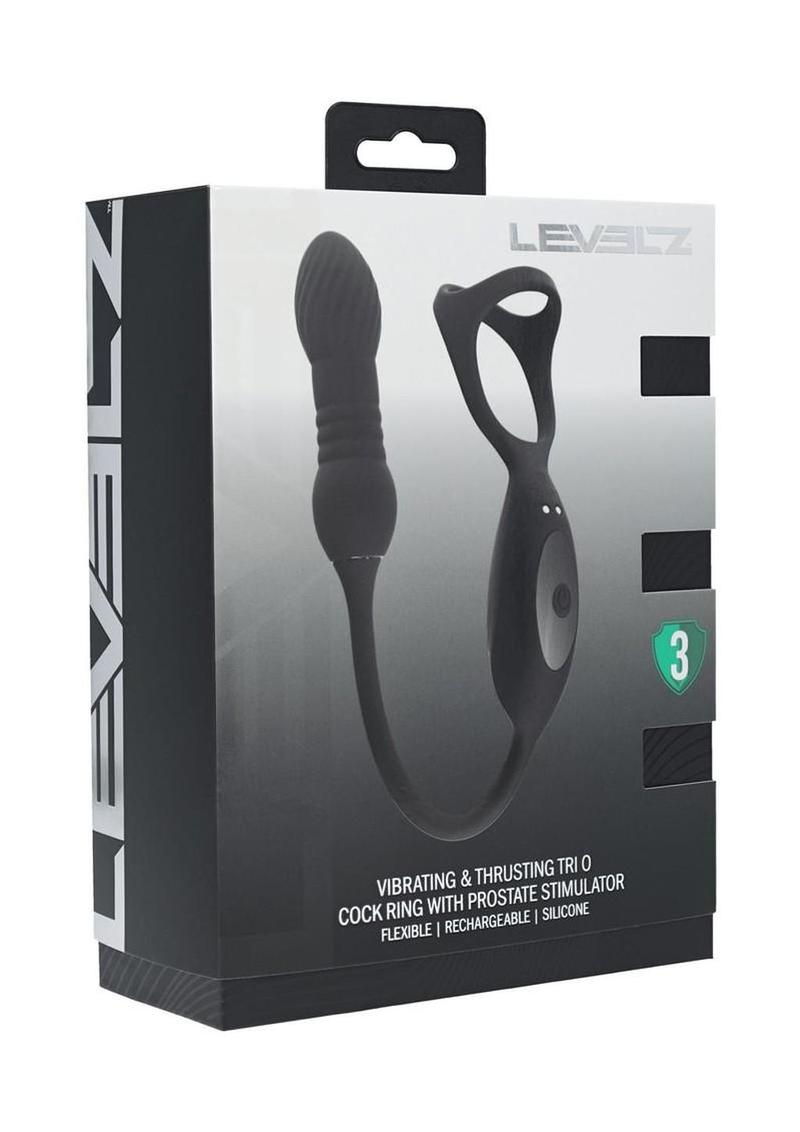 Levelz Vibrating & Thrusting Silicone Rechargeable Tri-O Cock Ring with Prostate Stimulator