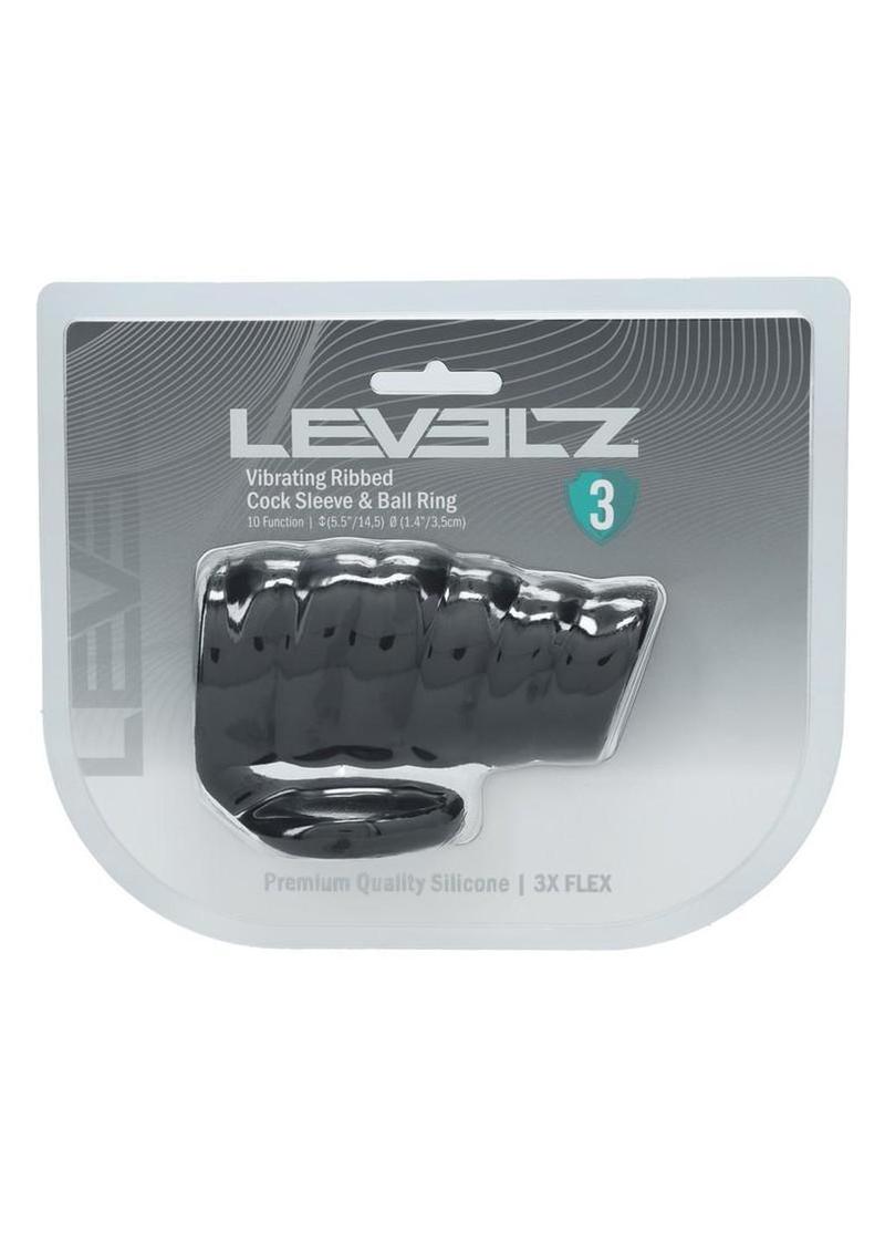Levelz Vibrating Ribbed Silicone Cock Sleeve & Ball Ring