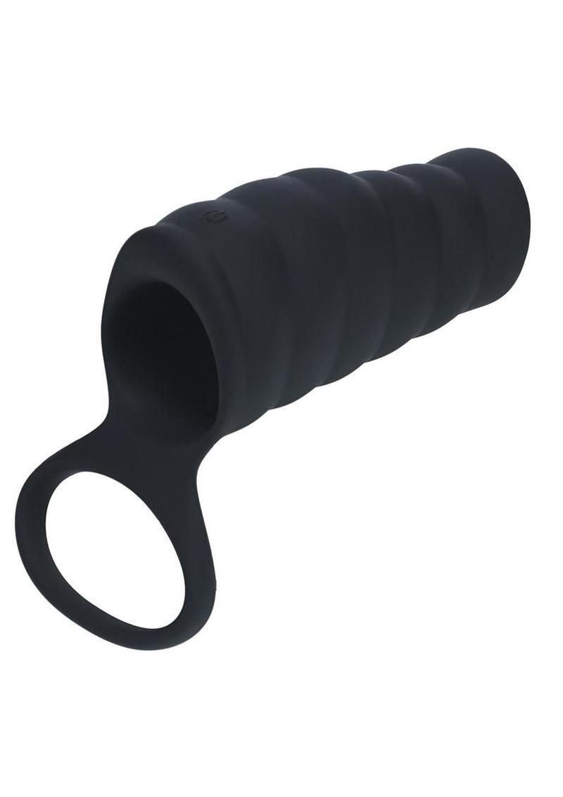 Levelz Vibrating Ribbed Silicone Cock Sleeve & Ball Ring