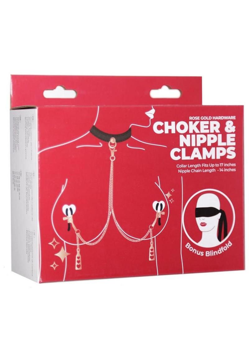 Punishment Choker & Nipple Clamps Set