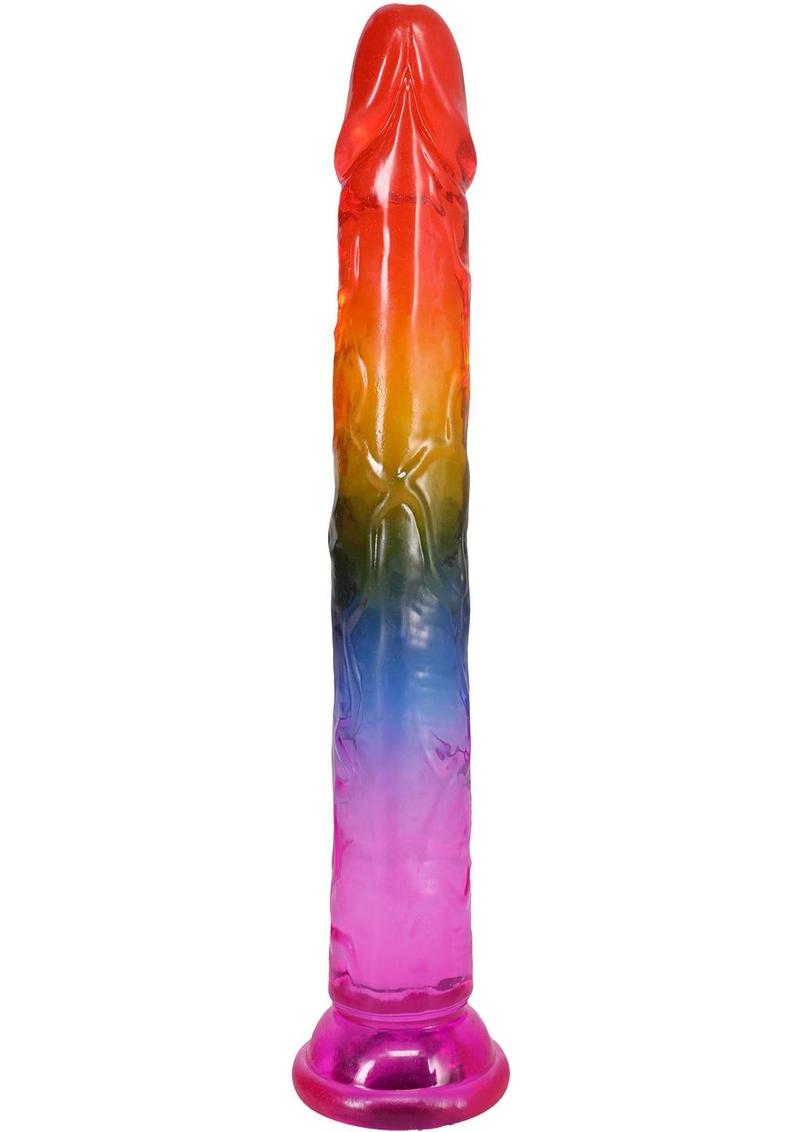 Crystal Jellies 7.5” Rainbow Dildo with Suction Cup – Flexible Veiny Texture Classic Design