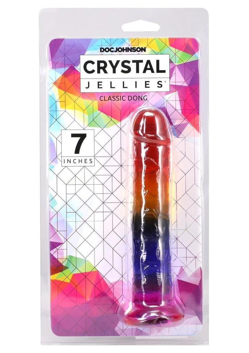 Crystal Jellies 7” Rainbow Dildo – Flexible Veiny Texture Classic Dong Design