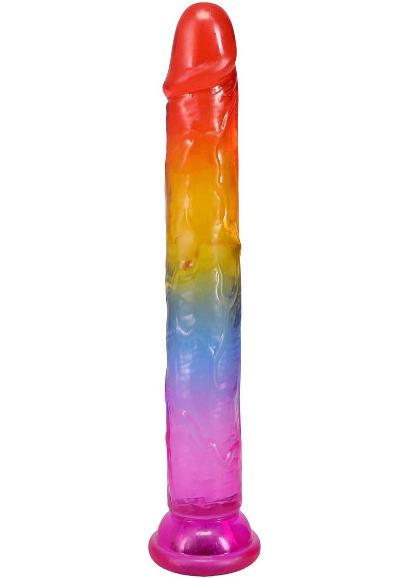 Crystal Jellies 7” Rainbow Dildo – Flexible Veiny Texture Classic Dong Design