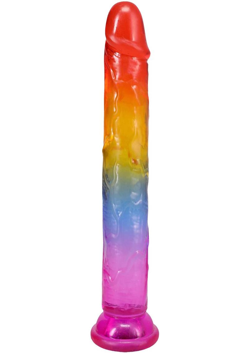Crystal Jellies 7” Rainbow Dildo – Flexible Veiny Texture Classic Dong Design