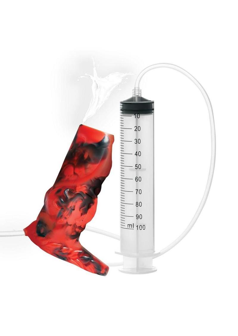 Creature Cocks Hell Hound Squirting Silicone Penis Enhancer – Fantasy Textured Sleeve with C-Ring