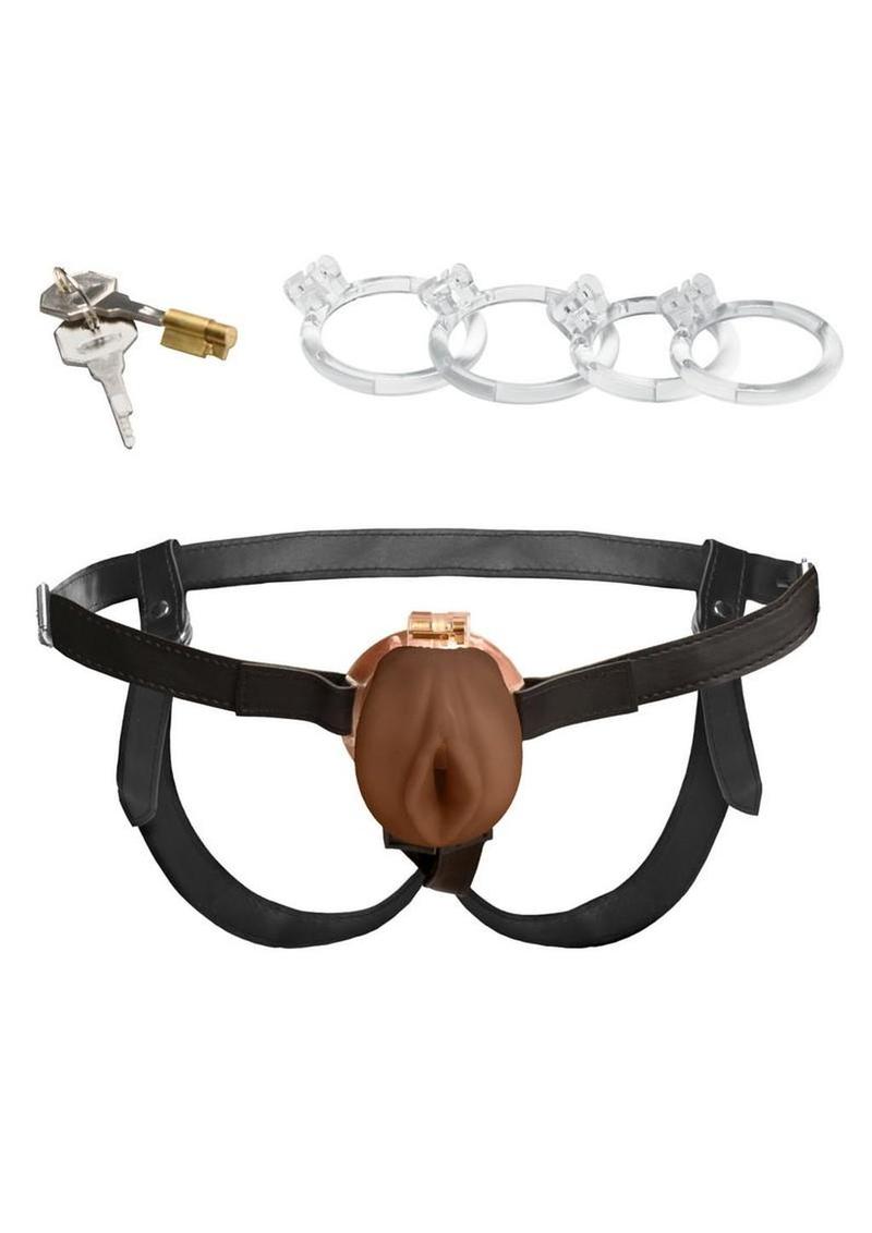 Master Series Pussy Chastity Cage with Adjustable Harness