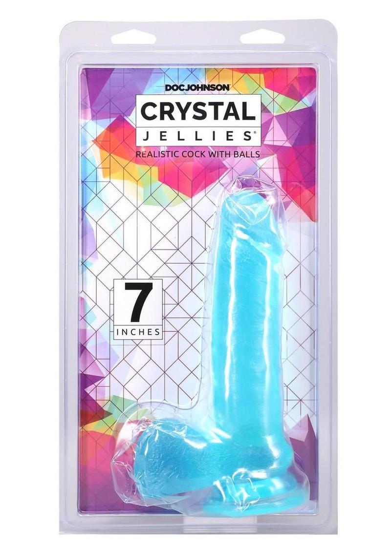 Crystal Jellies 7” Realistic Dildo with Balls & Suction Cup – Translucent Textured Design